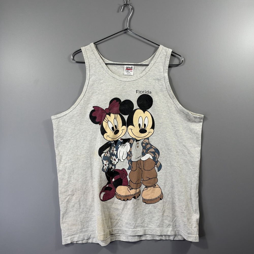 Vintage Disney Mickey & Minnie Shirt Mens XL Gray Florida Graphic Tank 90s
